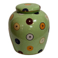 Green Floral Ceramic Covered Jar