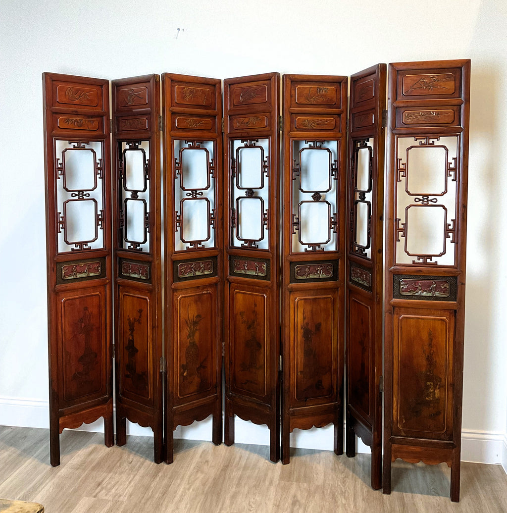 Early 20th Century Folding Screen / Room Divider Seven-Panel