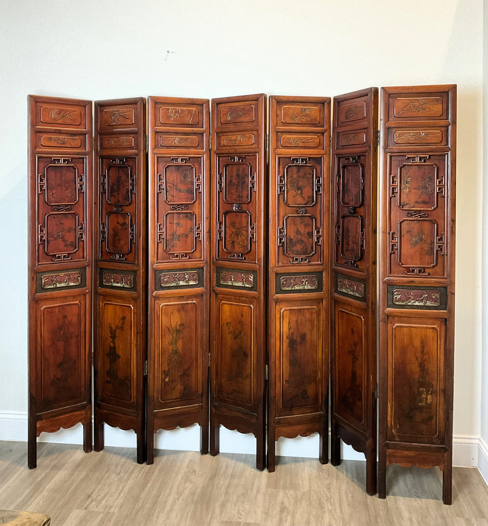 Early 20th Century Folding Screen / Room Divider Seven-Panel