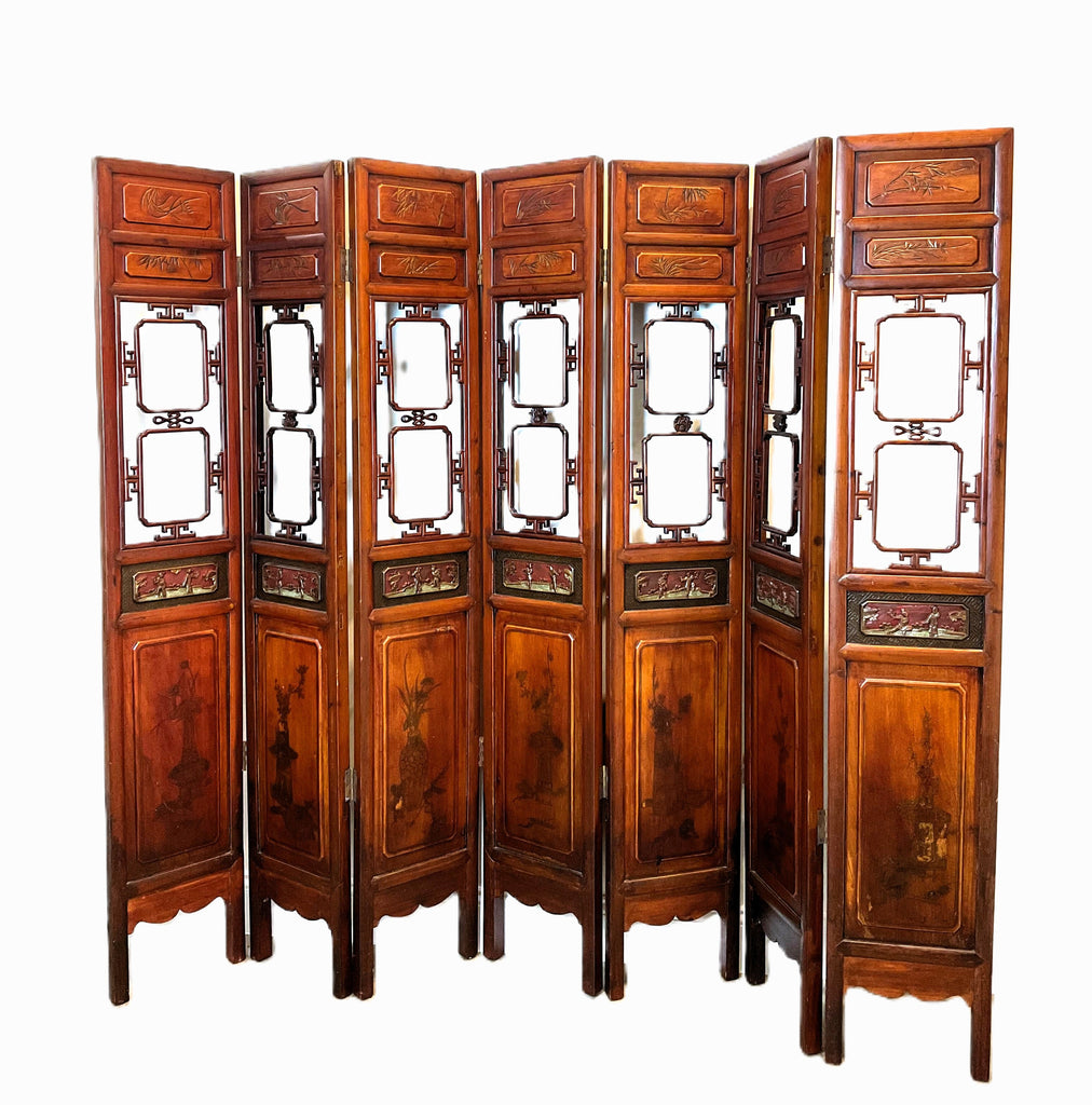 Early 20th Century Folding Screen / Room Divider Seven-Panel
