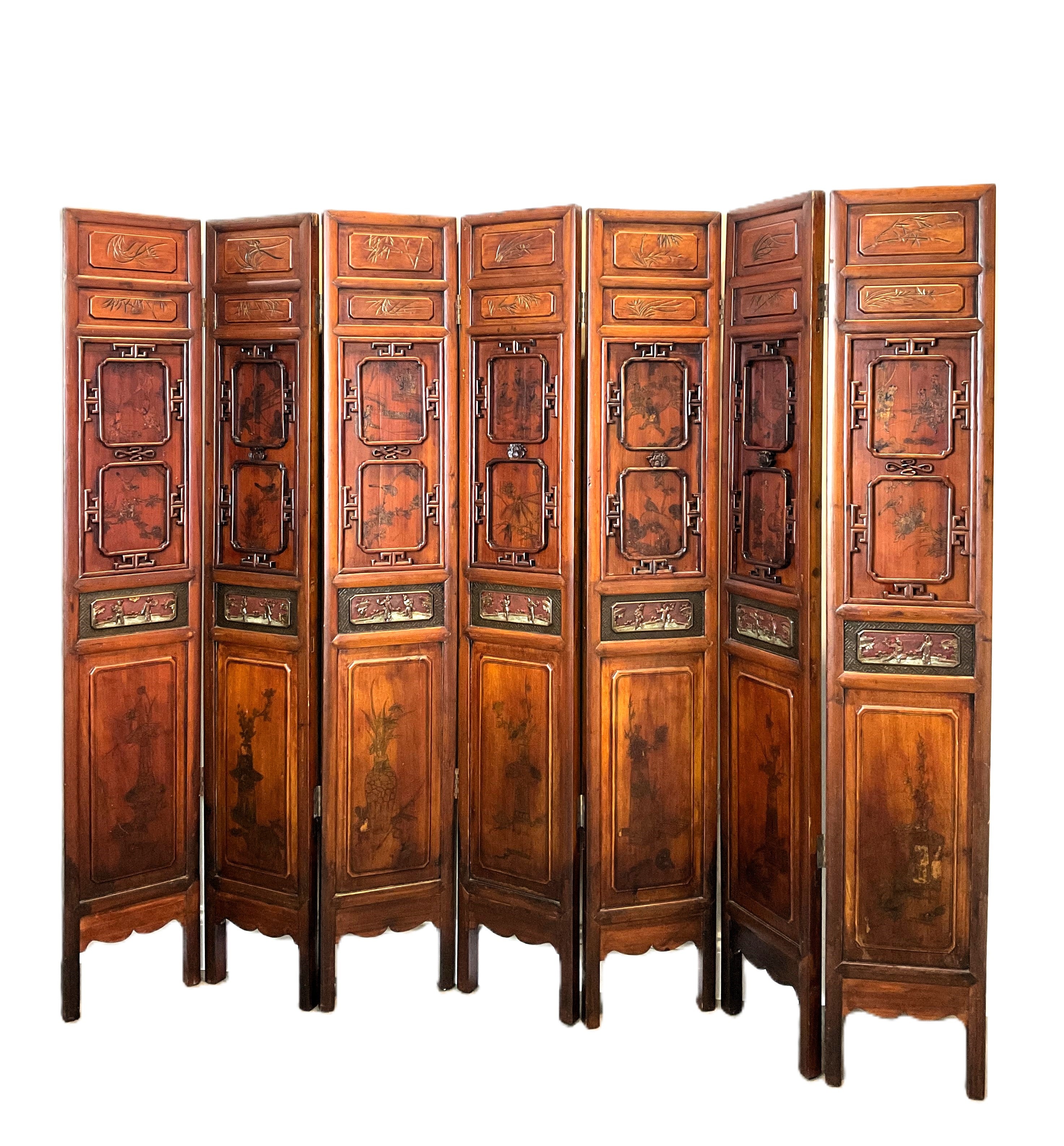 Early 20th Century Folding Screen / Room Divider Seven-Panel