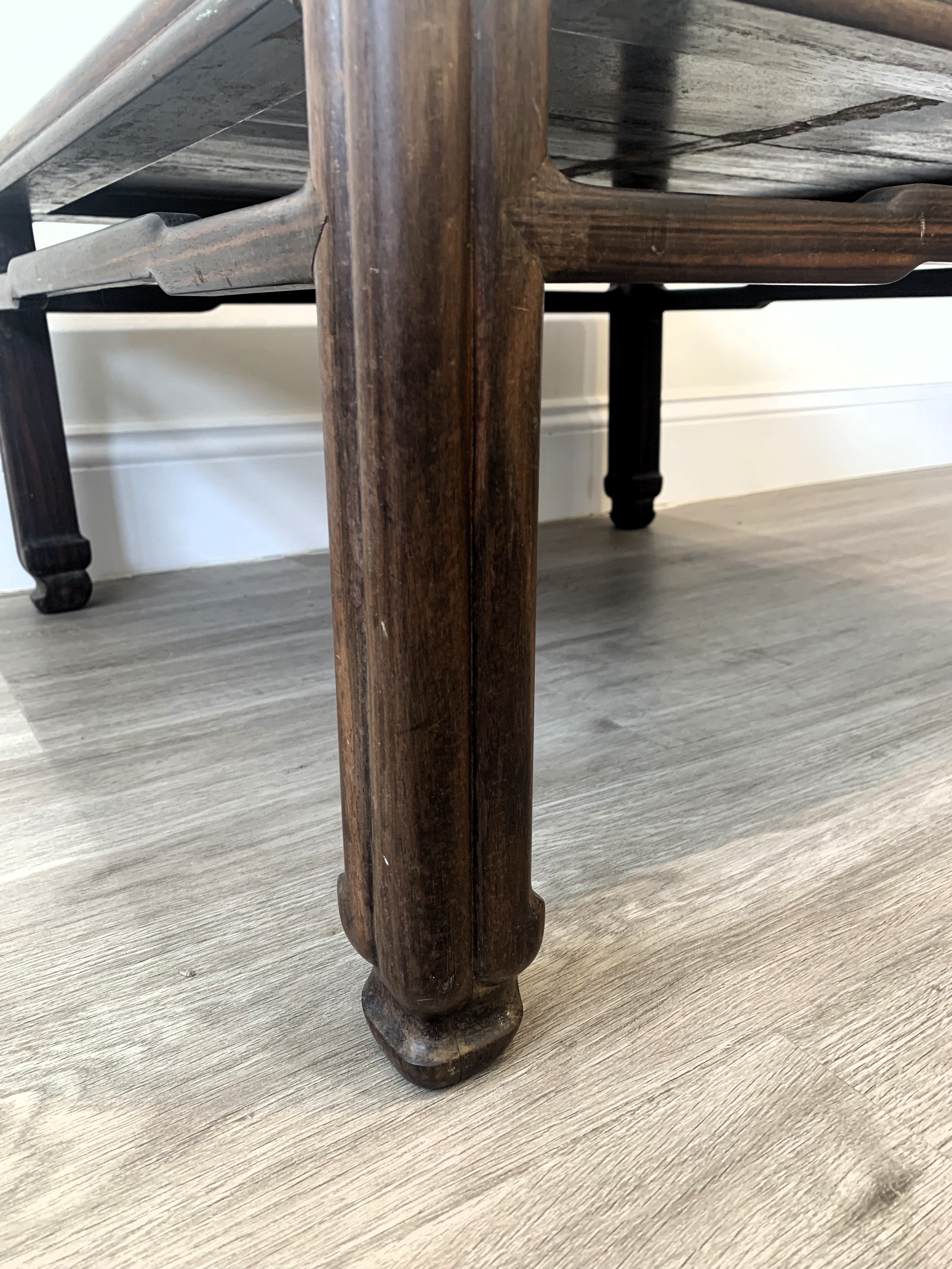 Low Chinese Square Table with Ridged Sides