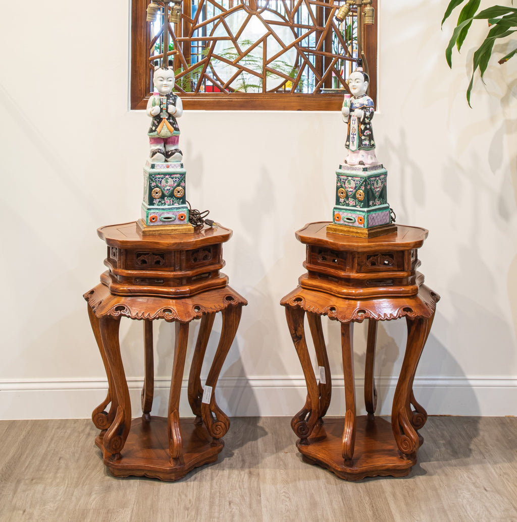 Chinese Carved Rosewood Plant Stand