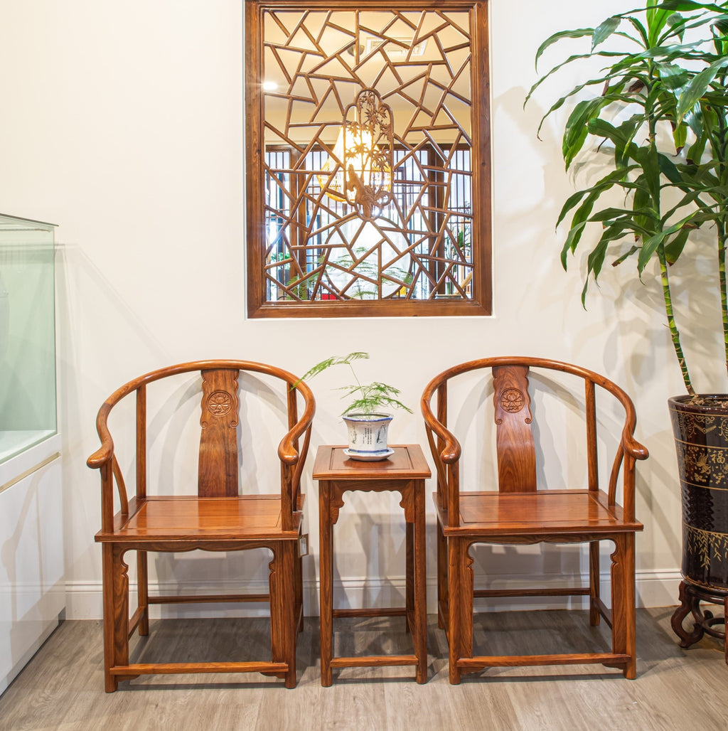 A Set Of Chinese Rosewood Horseshoe Charis