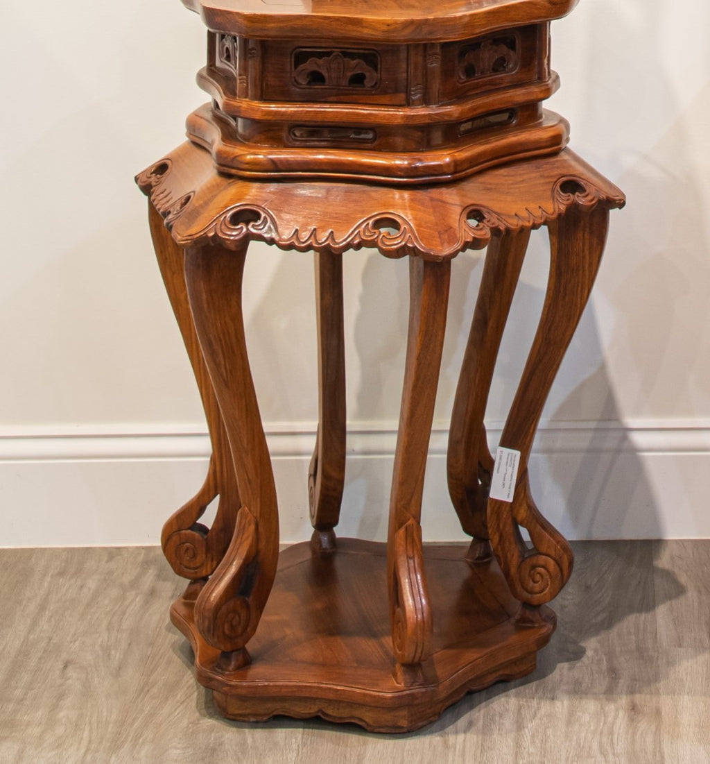 Chinese Carved Rosewood Plant Stand