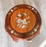 Rosewood Drum Stool With Mother-of-Pearl